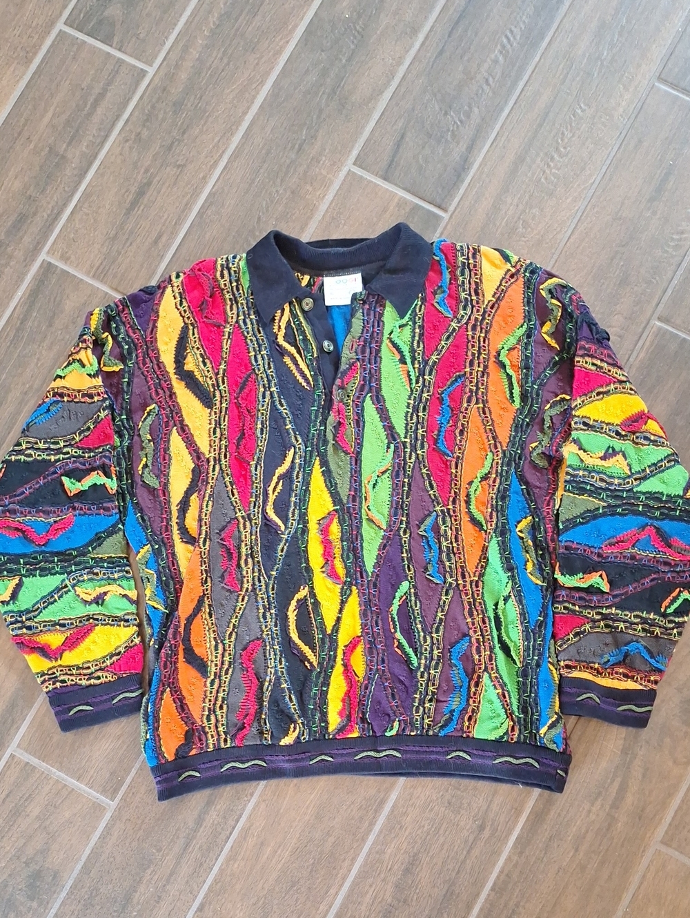 Coogi Knit Cotton Collared ¼ Button Sweater Hip-Hop Rap Biggie Size XL